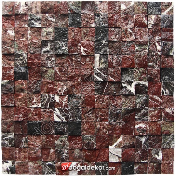 Patlatma Doğal Taş  3D Elazığ Vişne Mermer 23x23mm -DT1420